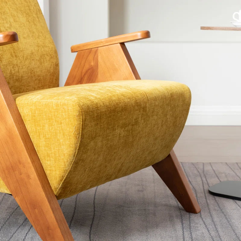 Upholstered Armchair with Wooden Legs (Set of 2)