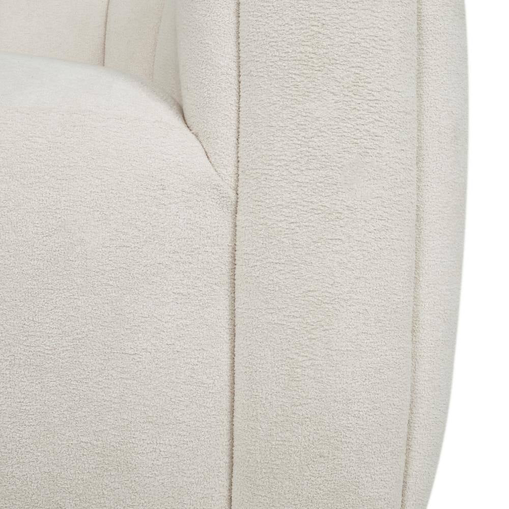 Smith Shina White Textured Boucle Modern Swivel Club Chair