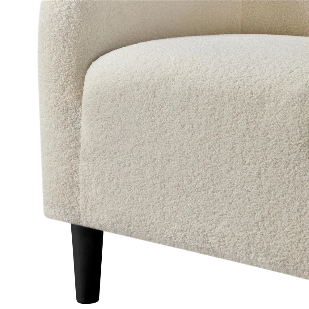 Modern Upholstered Boucle Armchair for Living Room, Ivory