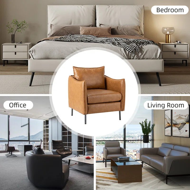 Eamor Faux Leather Armchair with Unique Arms