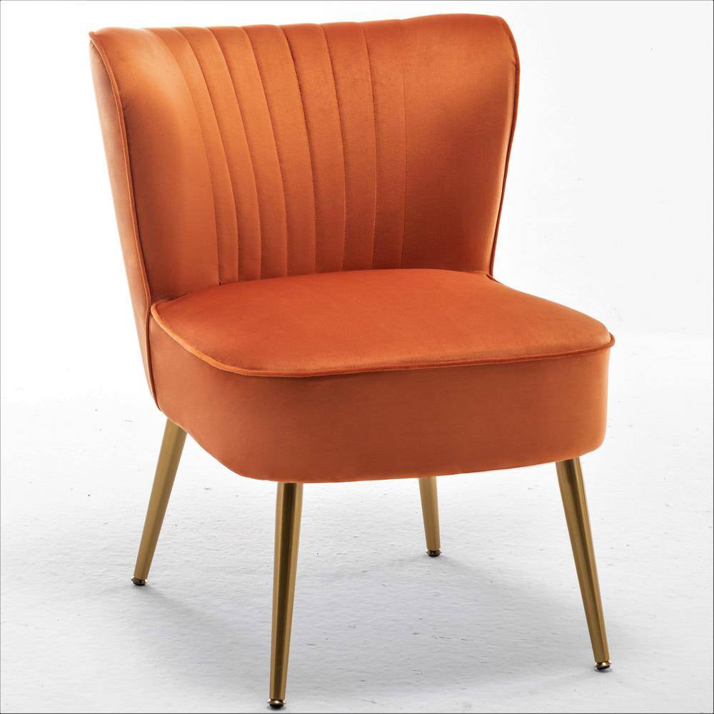 Sauter 23.2 In. Wide Mid-Century Modern Orange Red Microfiber Accent Chair (Set of 1)