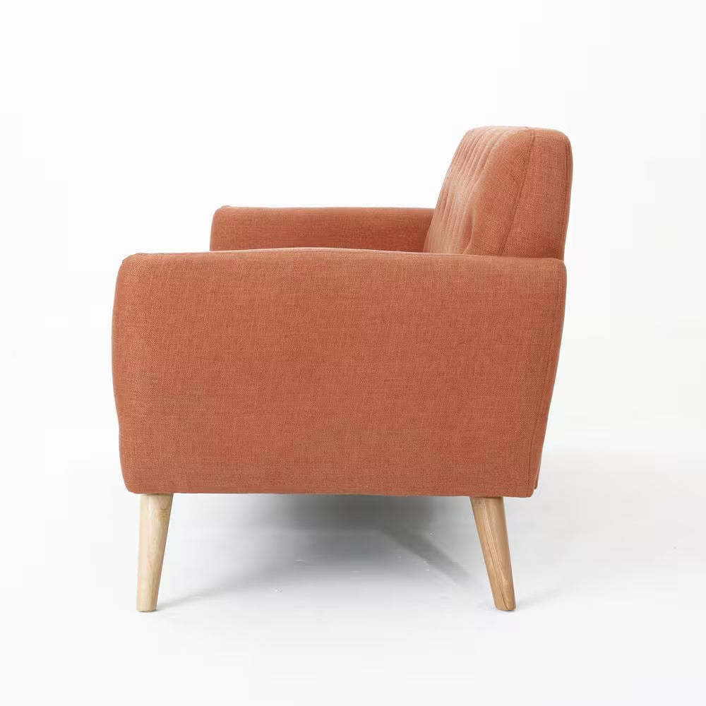 Bernice 67.25 In. Burnt Orange Solid Fabric 2-Seat Loveseats