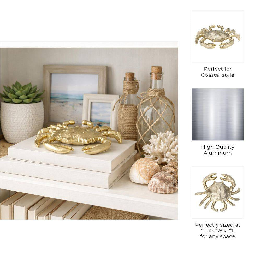 Gold 7 In. X 2 In. Metal Crab Figurine