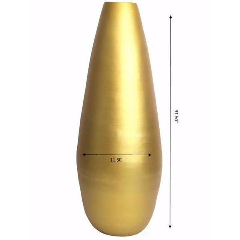 31.5 In. Spun Bamboo Tall Floor Vase - Sleek Metallic Finish, Elegant Home Decoration, Modern Accent Piece, Gold Large