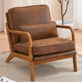 Modern Accent Chair, Armrest Upholstered Single Lounge Chair, Leisure Chair Reception Chair for Living Room, Bedroom, Reading Room, Brown
