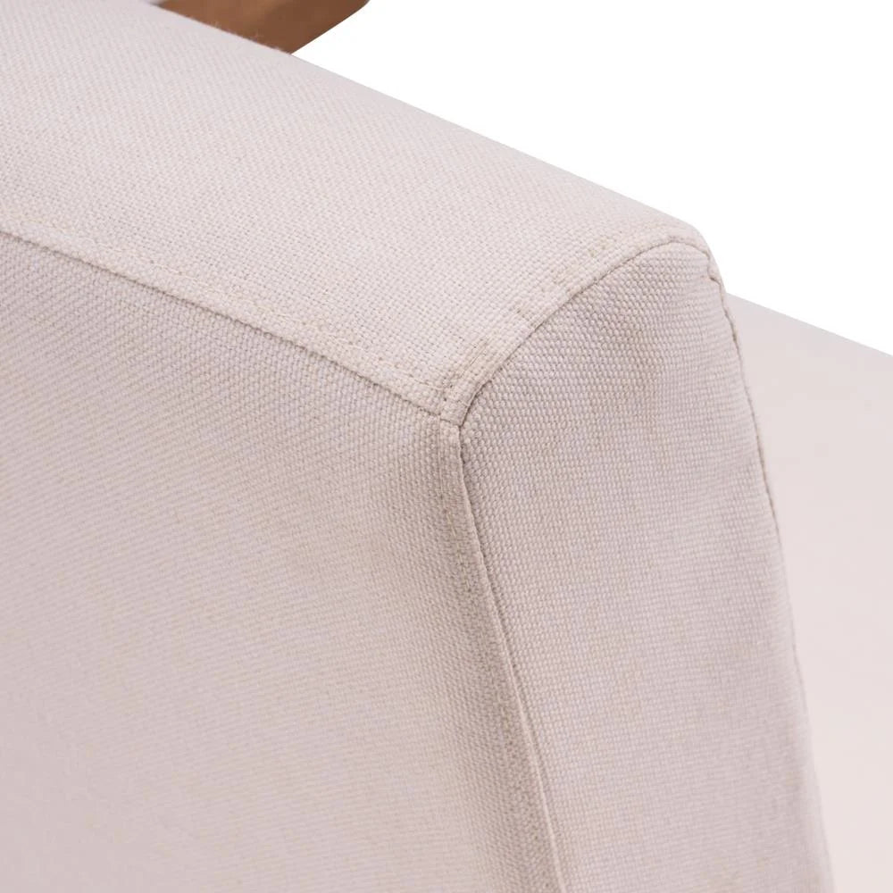 Mid-Century Modern Arm Chair with Solid Wood Frame, Linen Fabric Lounge Chair Club Chair,Beige