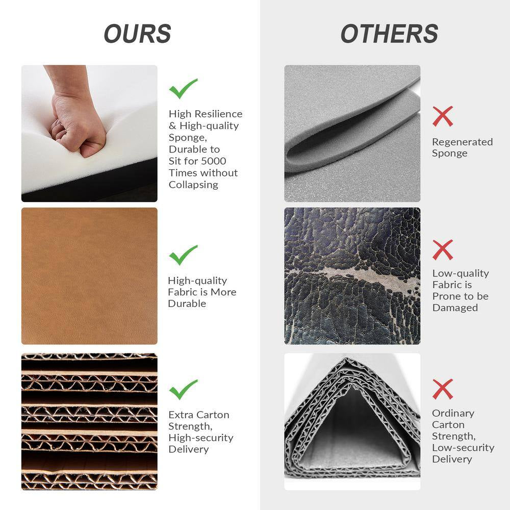 Marian Camel Comfort Faux Leather Armchair with Solid Wood Frame