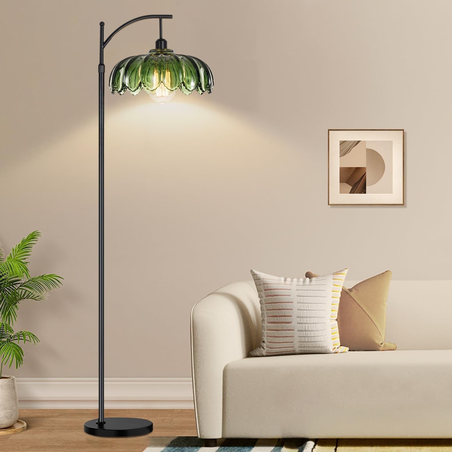 Dimmable Gold Floor Lamp with Remote - Vintage Mid Century Modern Design