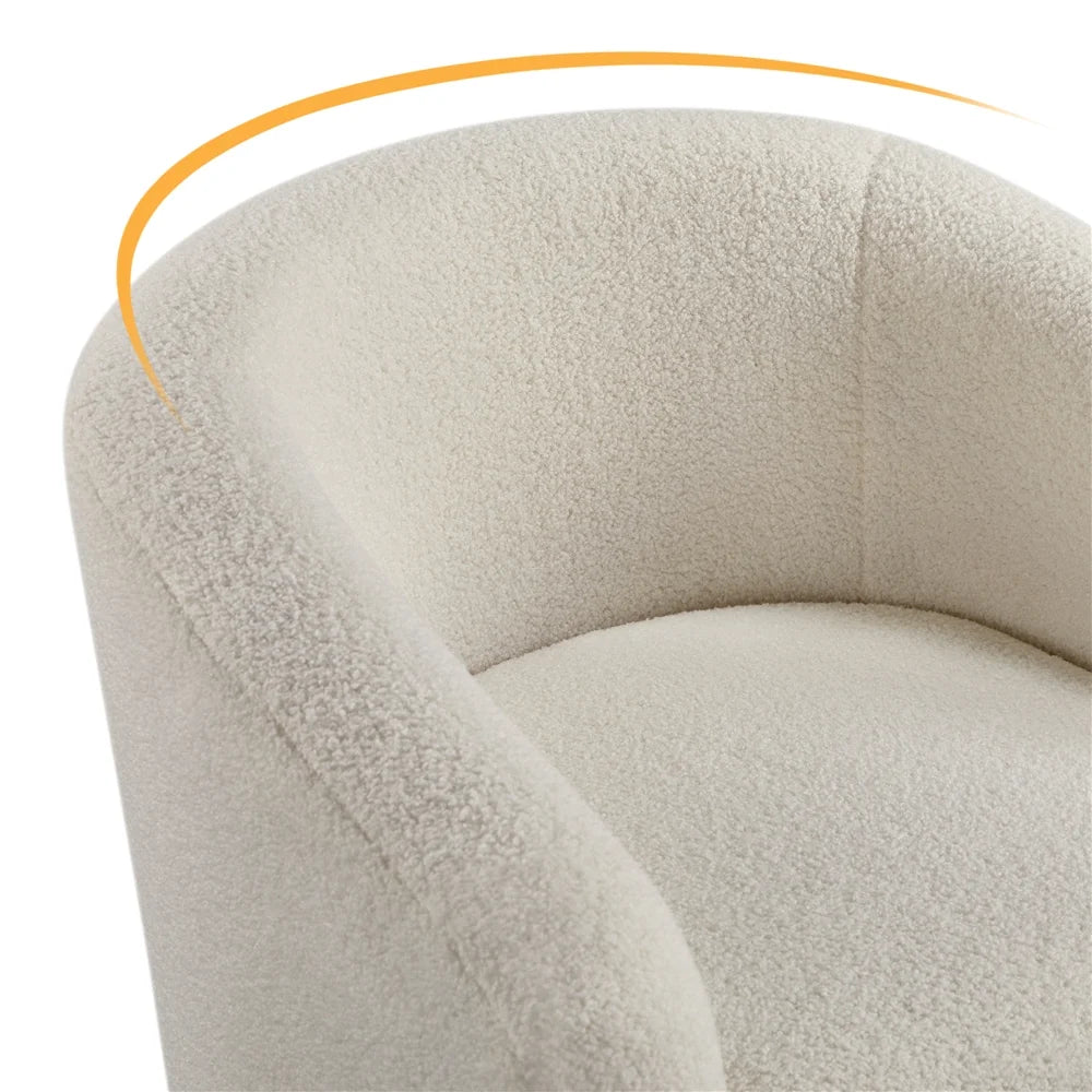Modern Upholstered Boucle Armchair for Living Room, Ivory