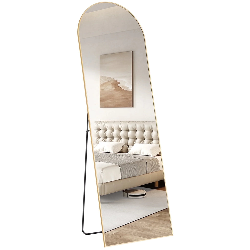 64"X21" Arched Full Length Mirror, Full Body Standing Mirror Floor Mirrors, Gold