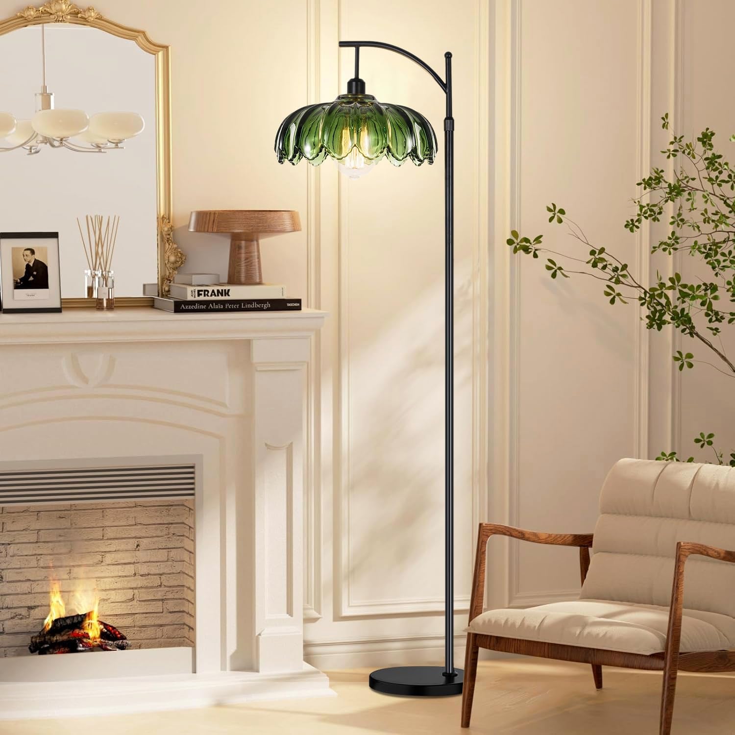 Dimmable Gold Floor Lamp with Remote - Vintage Mid Century Modern Design