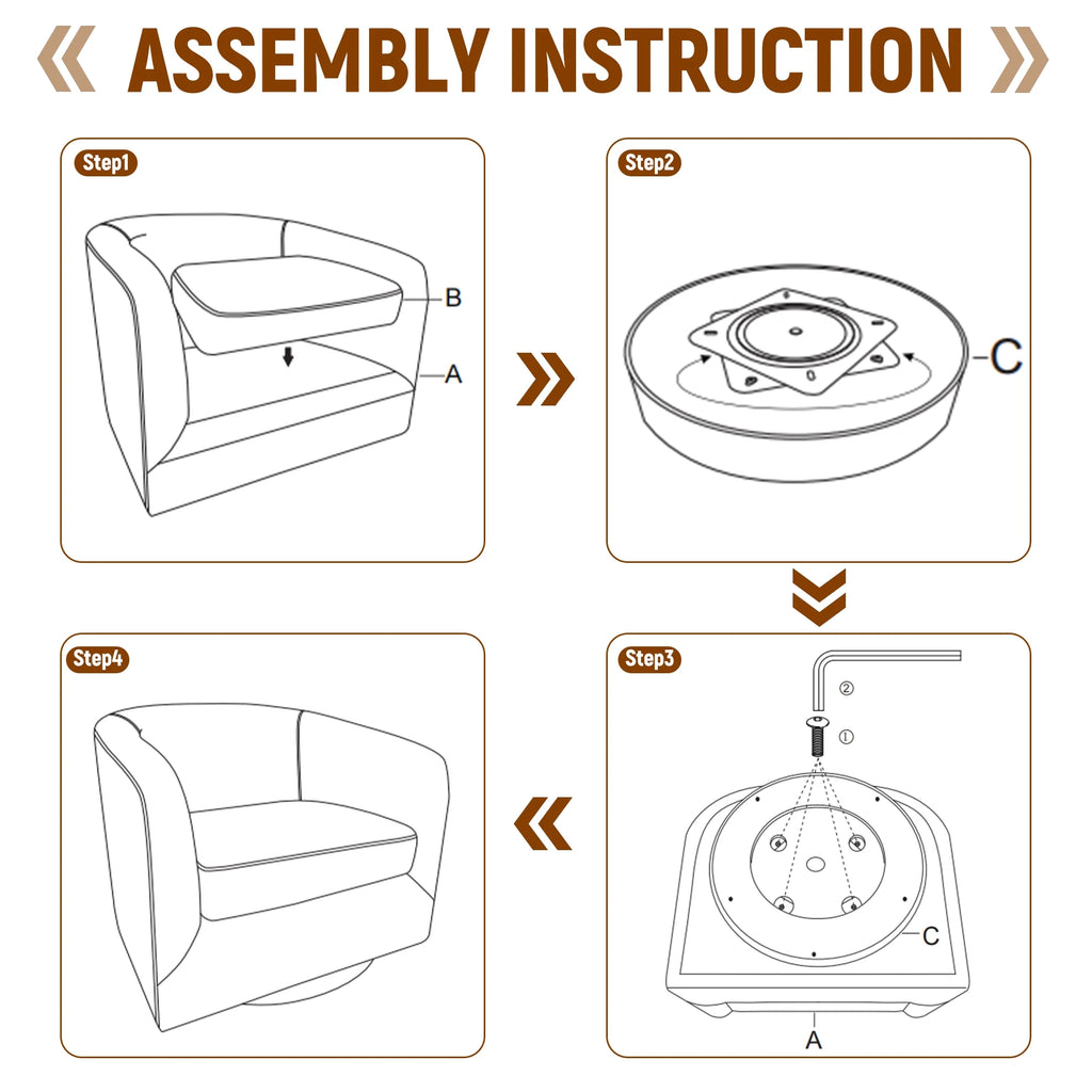 PU Leather Swivel Accent Chairs, Modern Upholstered Barrel Club Chair for Living Room, round Armchair Single Sofa, Black