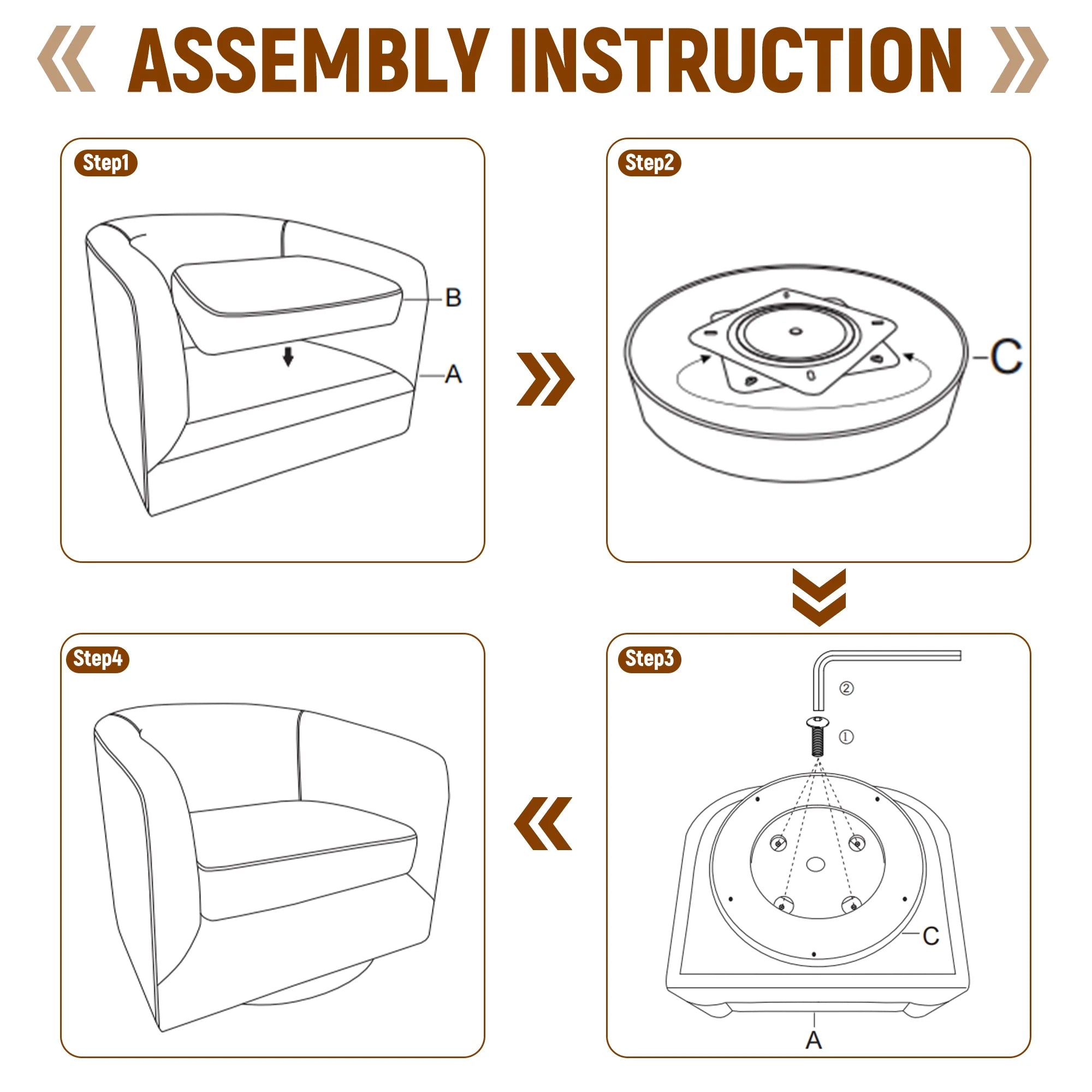 PU Leather Swivel Accent Chairs, Modern Upholstered Barrel Club Chair for Living Room, round Armchair Single Sofa, Black