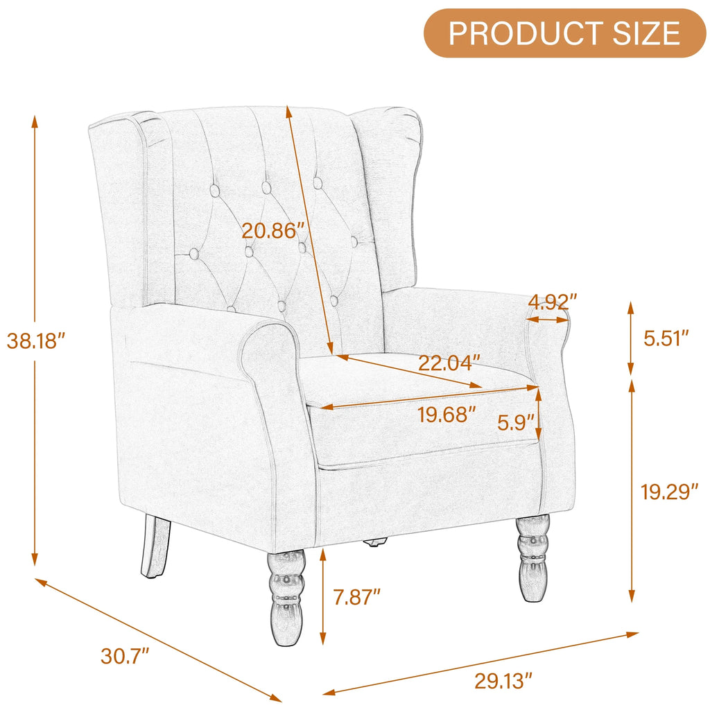 Wingback Accent Chair Set of 2, PU Leather Upholstered Armchair for Living Room Arm Chair, Brown