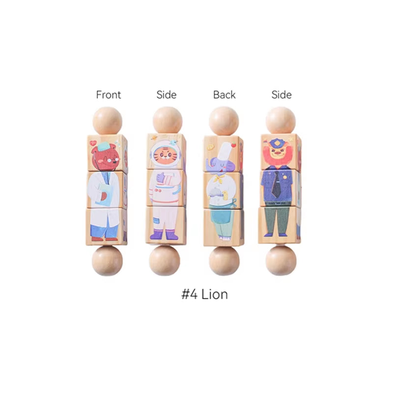 1PC Baby Toy Beech Wood Block Cartoon Dinosaur Car Educational Montessori Toy Baby Teething Play Gym Baby Birthday Gift Products