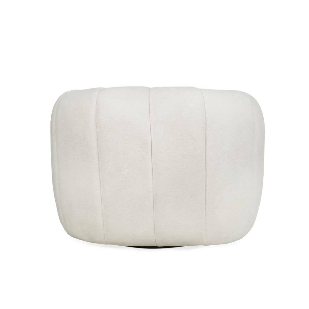 Smith Shina White Textured Boucle Modern Swivel Club Chair