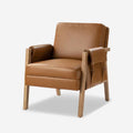 Marian Camel Comfort Faux Leather Armchair with Solid Wood Frame