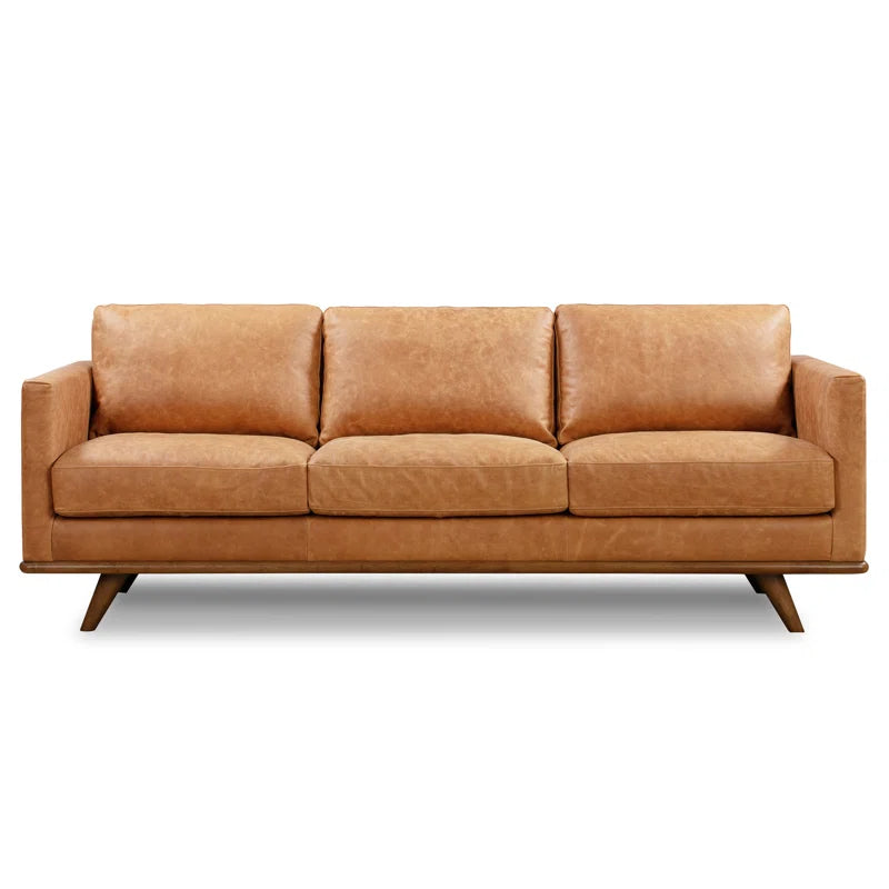 Nolita 85" Full-Grain Genuine Italian Leather Square Arm Sofa