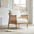 Modern Accent Chair, Braid Armchair Living Room Chair, Cream