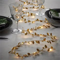 1PC 2M 20LED Golden Tiny Leaves Fairy Light Battery Powerd Led Copper Wire String Lights for Wedding Home Party DIY Xmas Decor