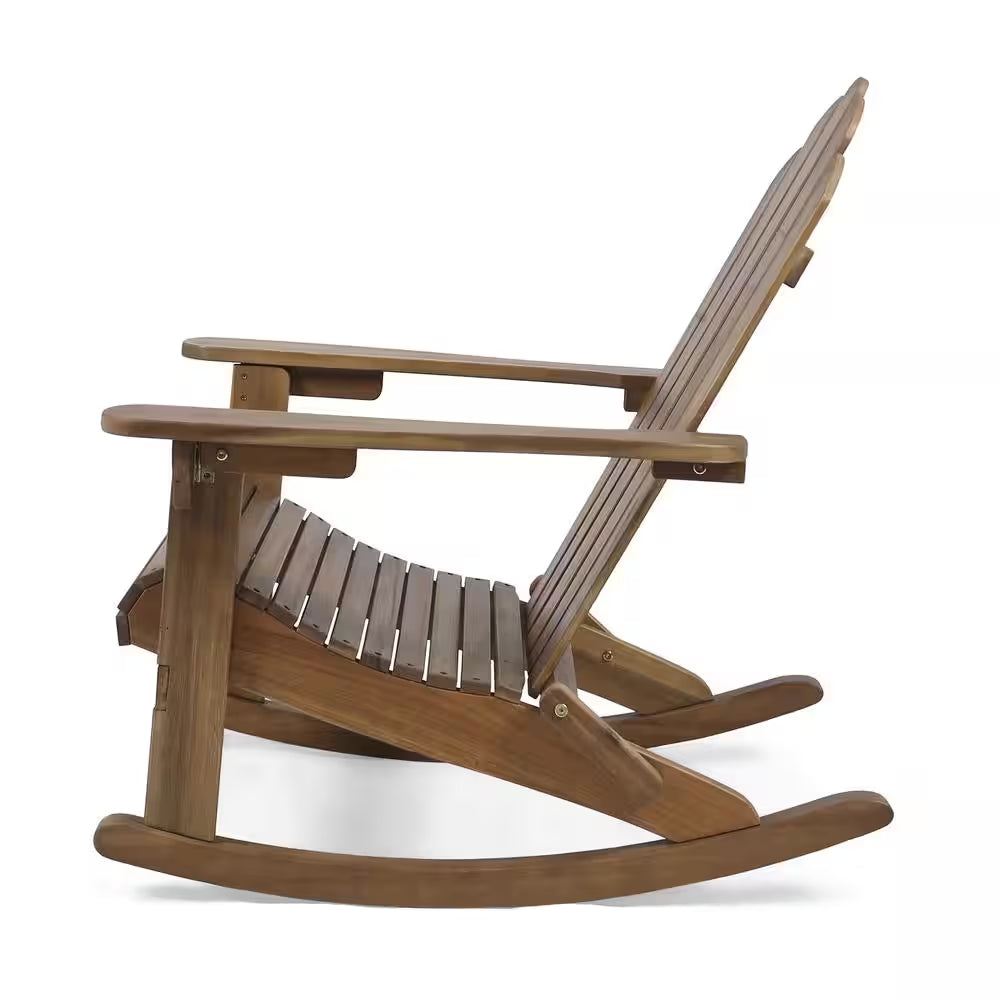 Dark Brown Wood Adirondack Chair Rocking Chair