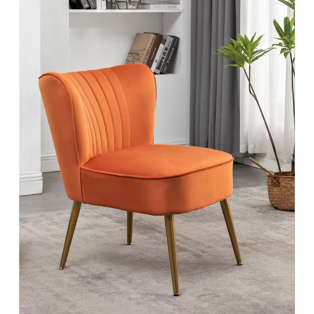 Sauter 23.2 In. Wide Mid-Century Modern Orange Red Microfiber Accent Chair (Set of 1)