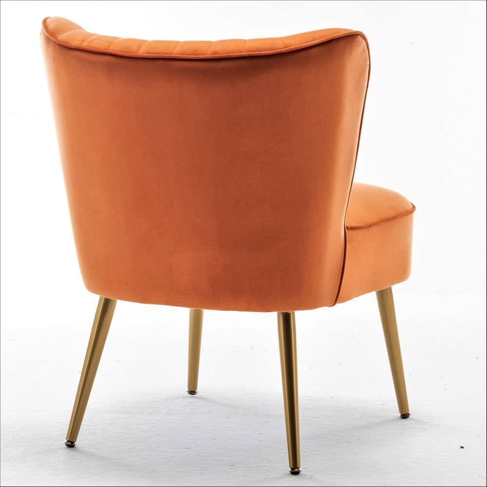 Sauter 23.2 In. Wide Mid-Century Modern Orange Red Microfiber Accent Chair (Set of 1)