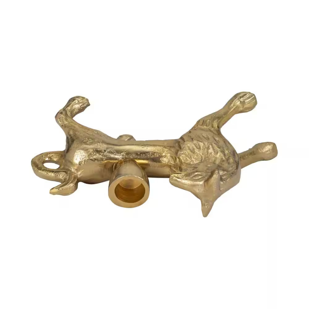 8 In. X 4 In. Gold Metal Novelty Fox Taper Candle Holder