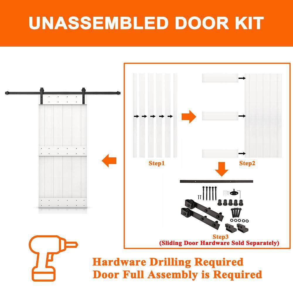 36 In. X 84 In. Dark Coffee Stain Assembly Required Pine Wood Sliding Interior Barn Door Slab