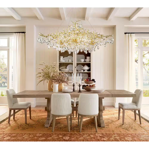 14-Lights Gold Luxury Crystal Linear Chandelier, Modern Tree Branch Chandelier for Dinning Room, Kitchen, Living Room