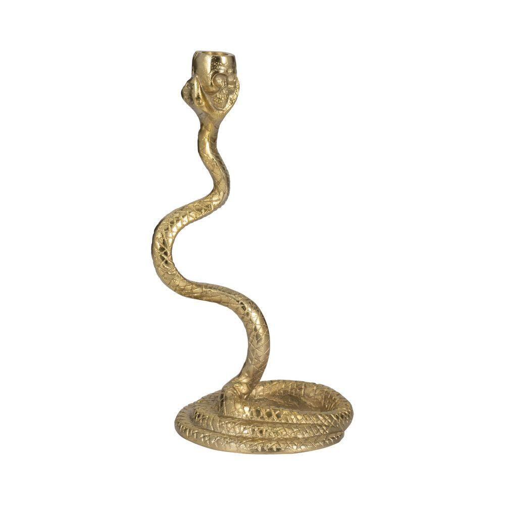 13 In. Gold Metal Novelty Snake Taper Candle Holder
