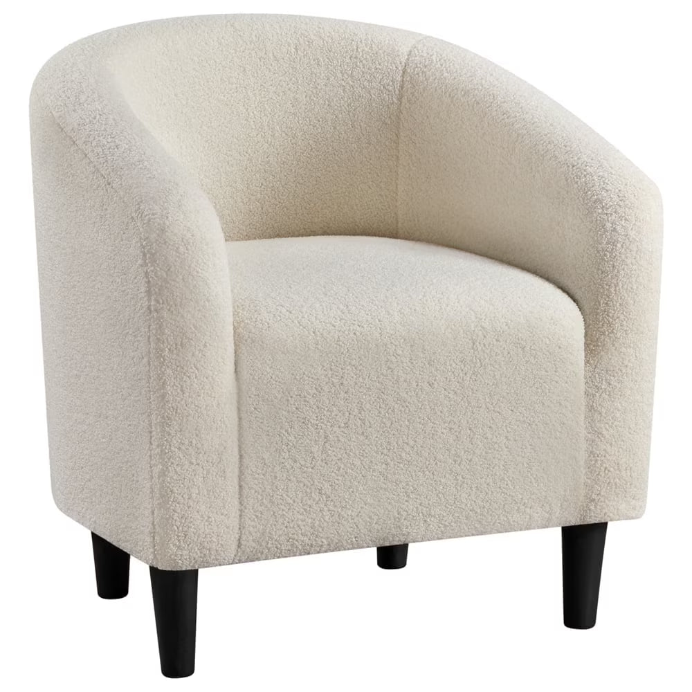 Modern Upholstered Boucle Armchair for Living Room, Ivory