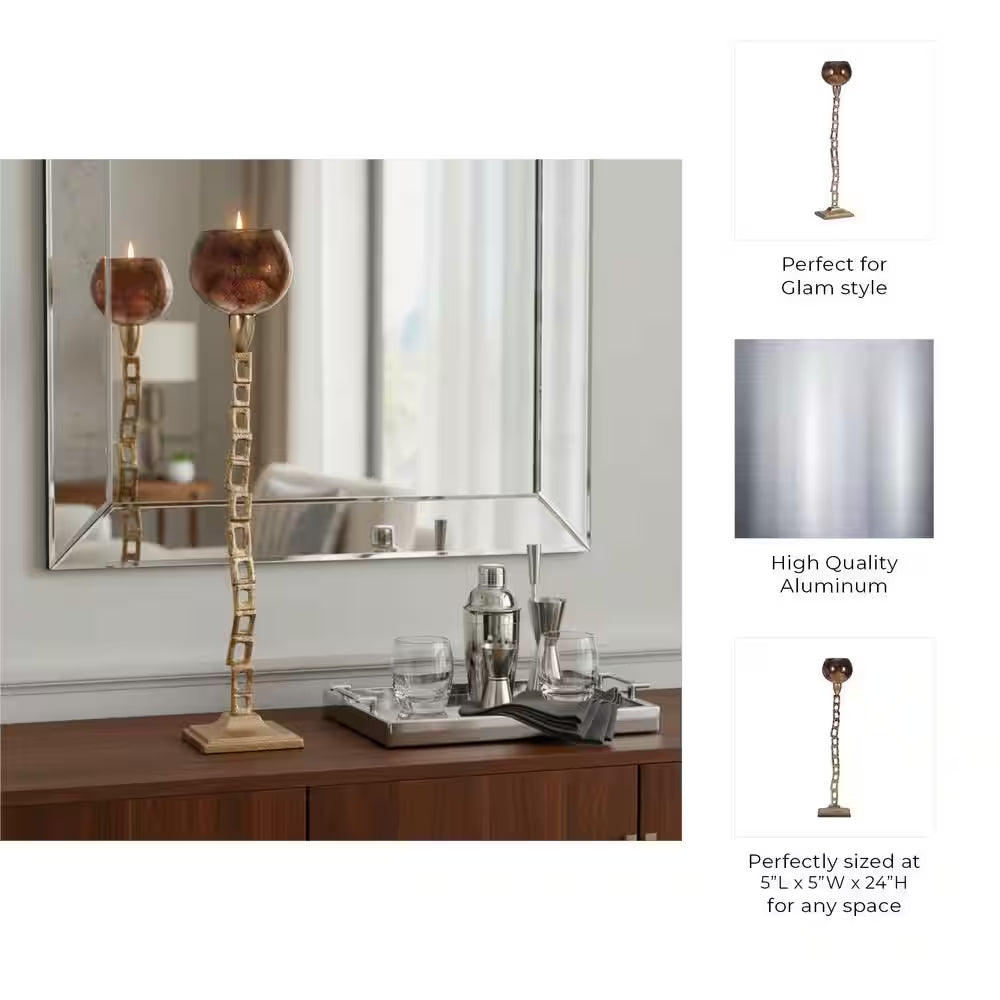 24 In. Gold Metal Tealight Candle Holder