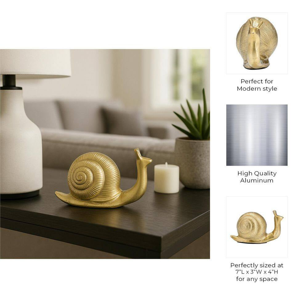 Gold 6.75 In. X 4 In. Metal Snail Figurine