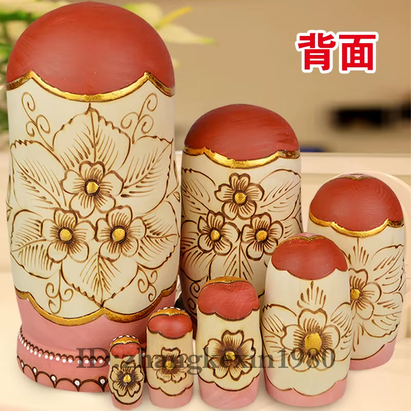 7 Layers Nesting Dolls Wood Painted Russian Doll Matryoshka Toy Home Decor Kid Gift