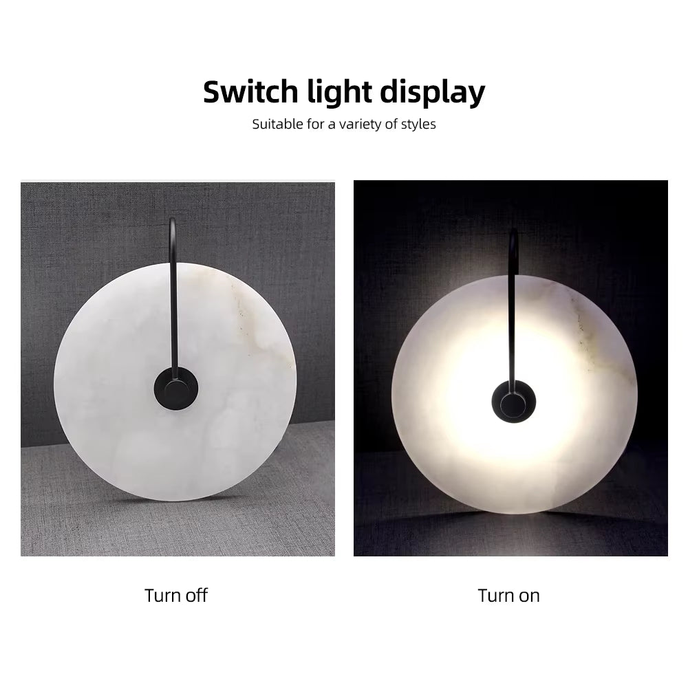 Modern LED Marble Wall Sconce Light Fixture Alabaster Lamp Living Room Bedroom Bedside Home Art Decoration Stone Decor Indoor