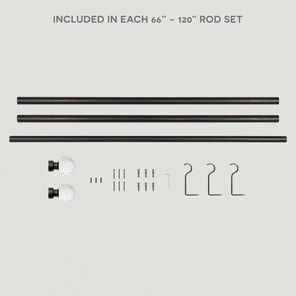 Vine 66 In. - 120 In. Adjustable 1 In. Single Curtain Rod Kit Gold with Finial