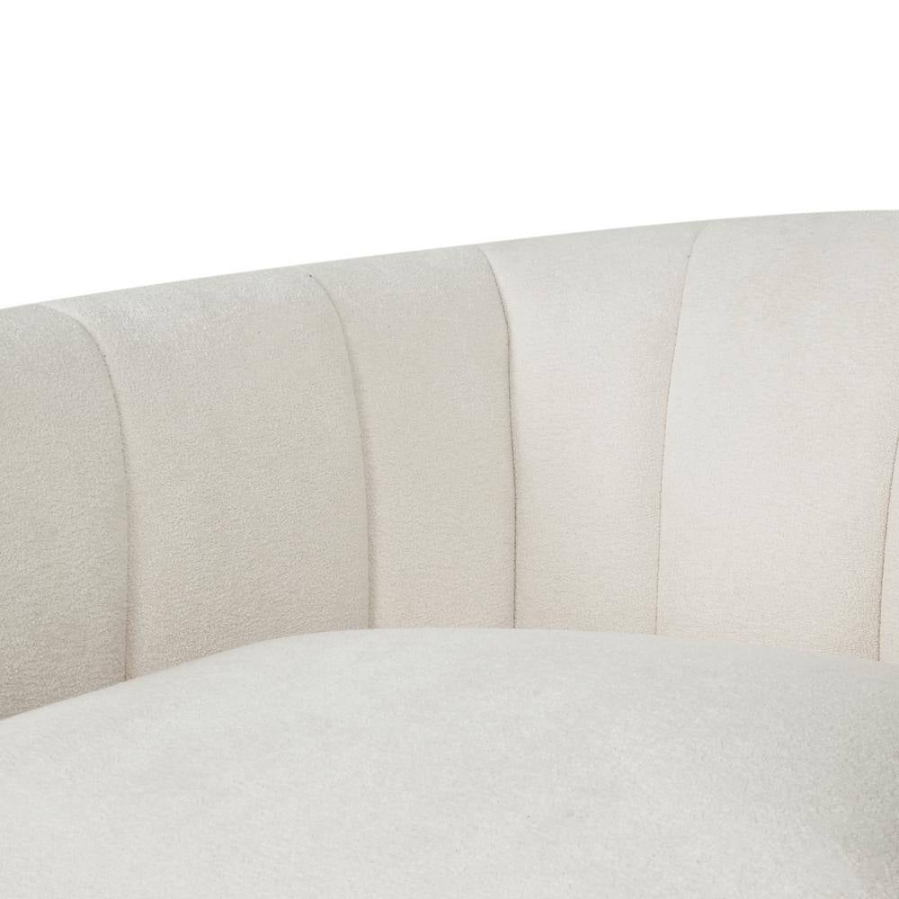 Smith Shina White Textured Boucle Modern Swivel Club Chair