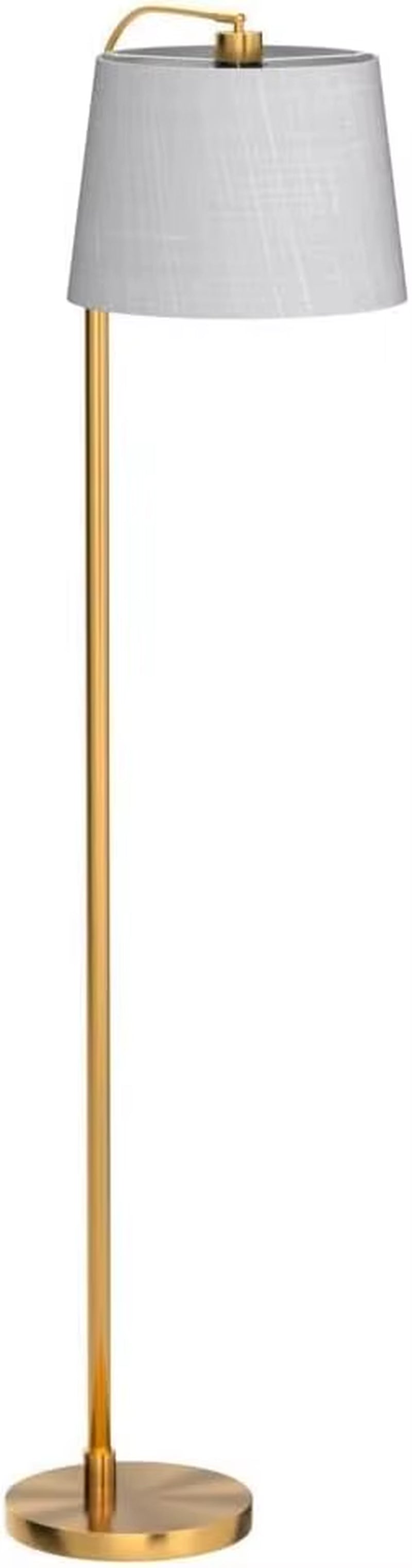 62' Gold Floor Lamp, Industrial Arc Standing Light, Antique Brass Shade for Living Room, Bedroom, Office