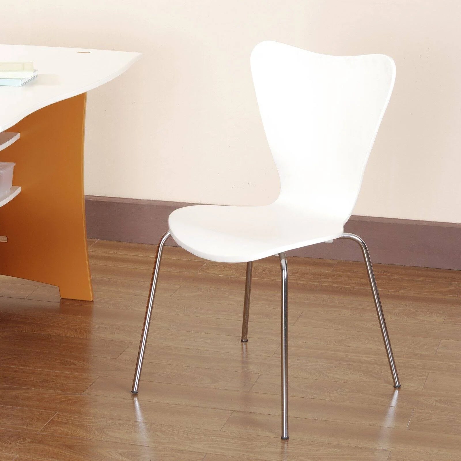 Furniture Bent Plywood Chair, White, Modern Bentwood Dining Chair, Kids Chair, Office Chair
