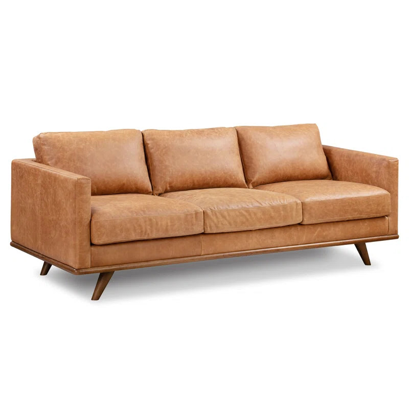 Nolita 85" Full-Grain Genuine Italian Leather Square Arm Sofa