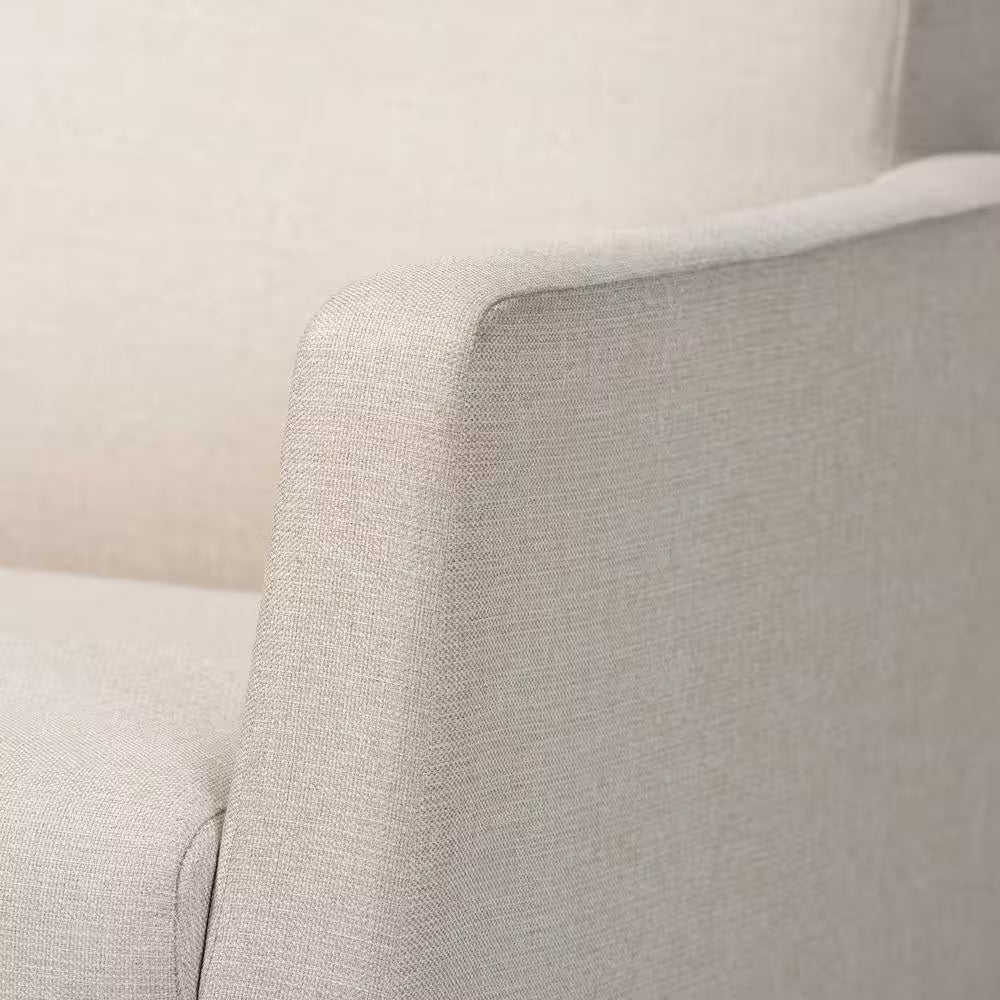 Yashiya Mid-Century Beige Fabric Upholstered Rocking Chair