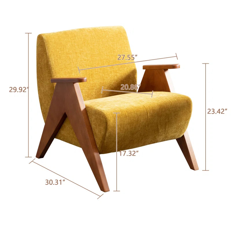 Upholstered Armchair with Wooden Legs (Set of 2)