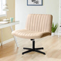 Armless Office Desk Chair No Wheels,Fabric Padded Modern Swivel Vanity Chair,Height Adjustable Wide Seat Computer Chair