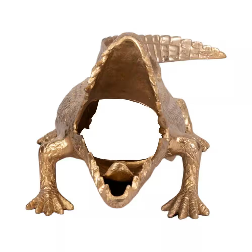 Gold 36 In. X 11 In. Metal Alligator Figurine