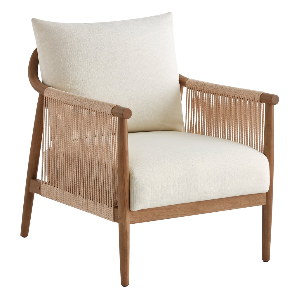Modern Accent Chair, Braid Armchair Living Room Chair, Cream
