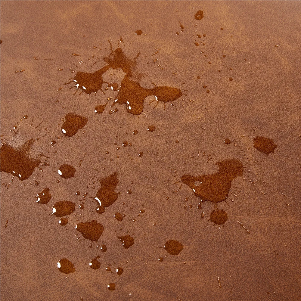 2Pcs Mid-Century Upholstered Faux Leather Armchair with Solid Wood Legs, Light Brown