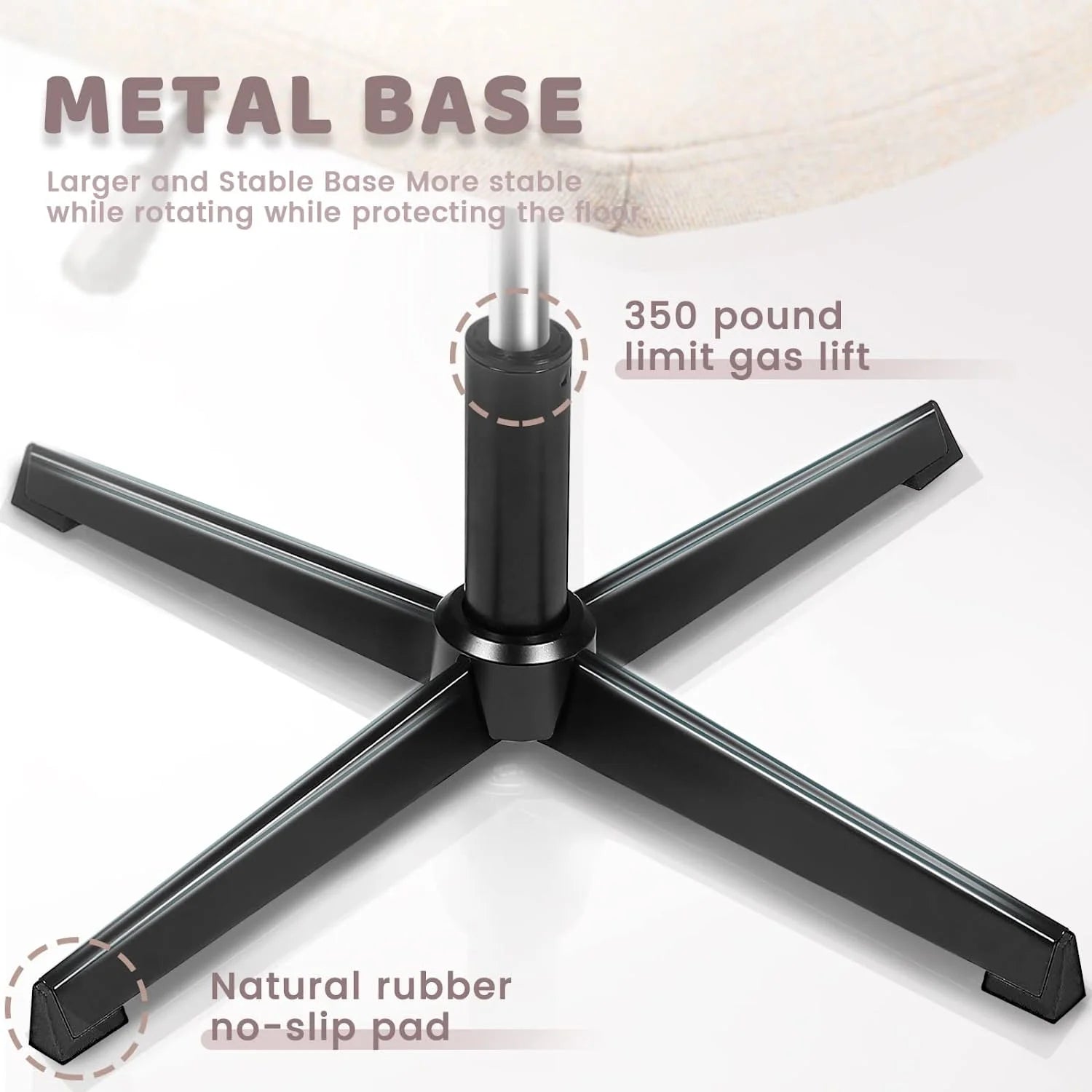 Armless Office Desk Chair No Wheels,Fabric Padded Criss Cross Legged Office Chair,Swivel Vanity Chair