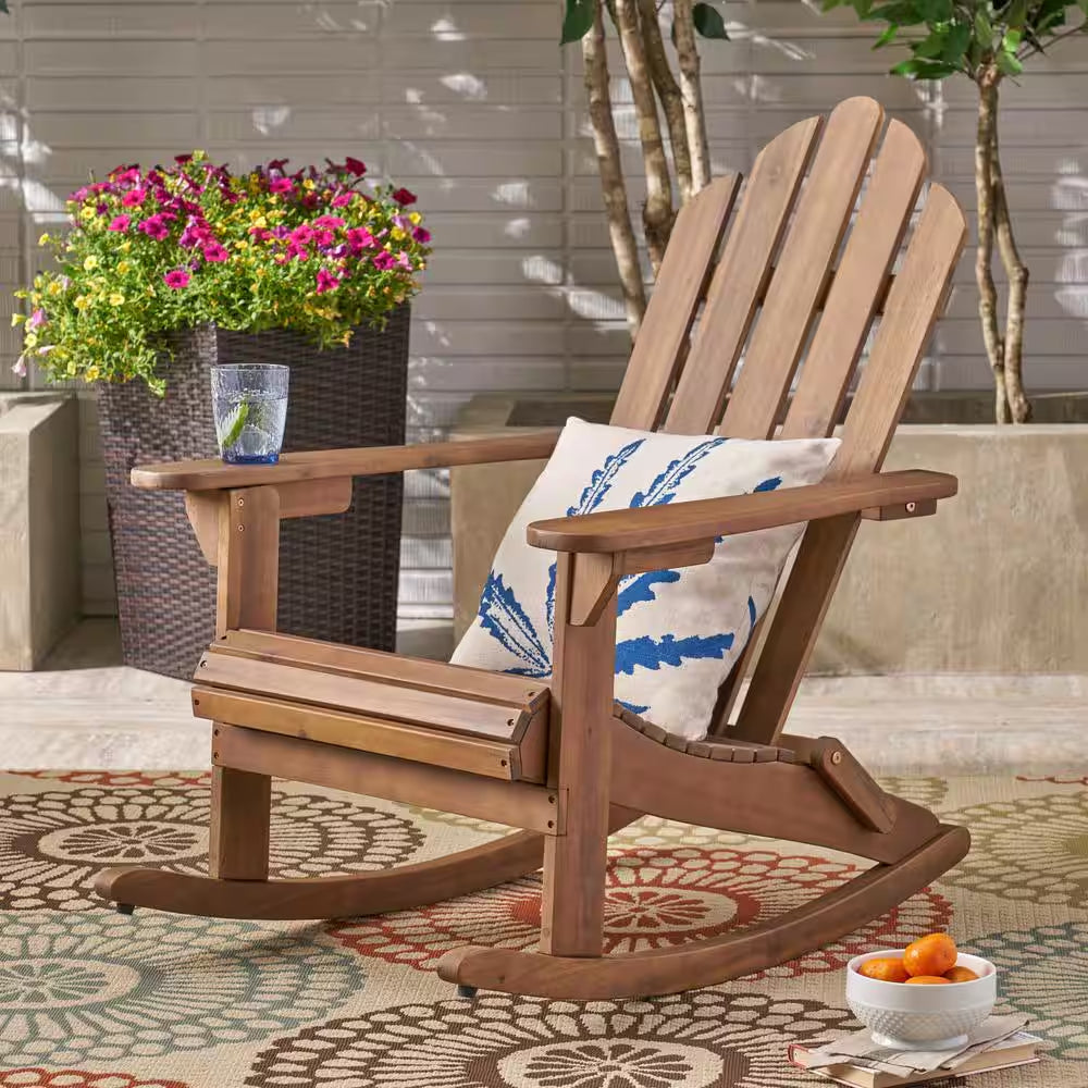 Dark Brown Wood Adirondack Chair Rocking Chair