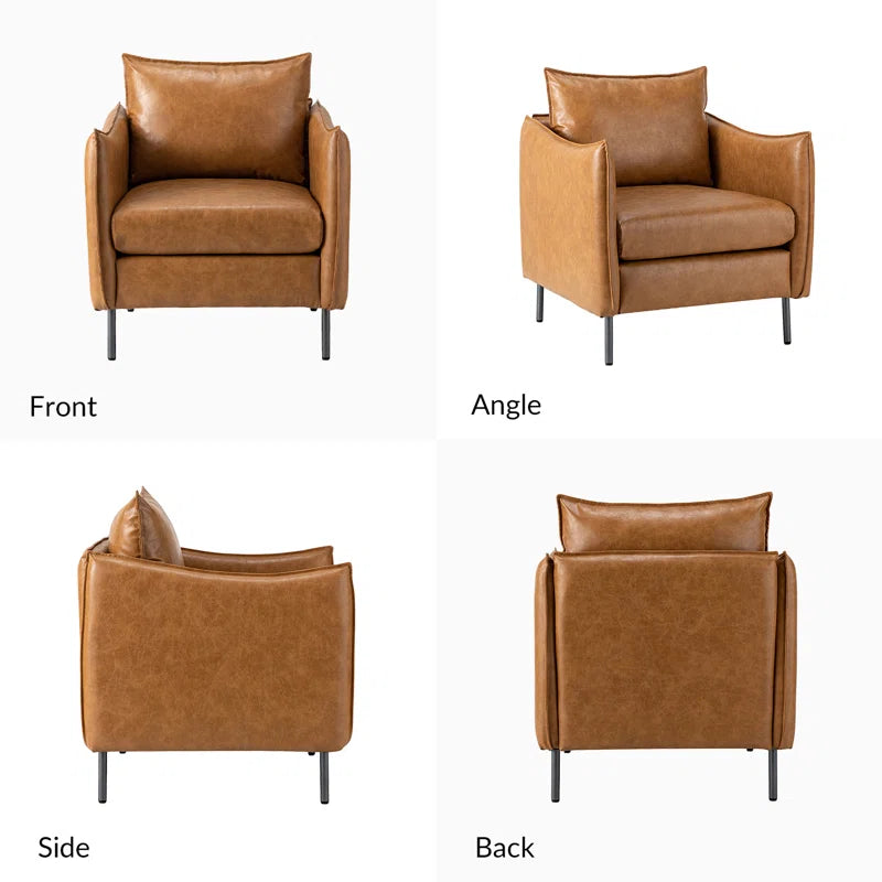 Eamor Faux Leather Armchair with Unique Arms